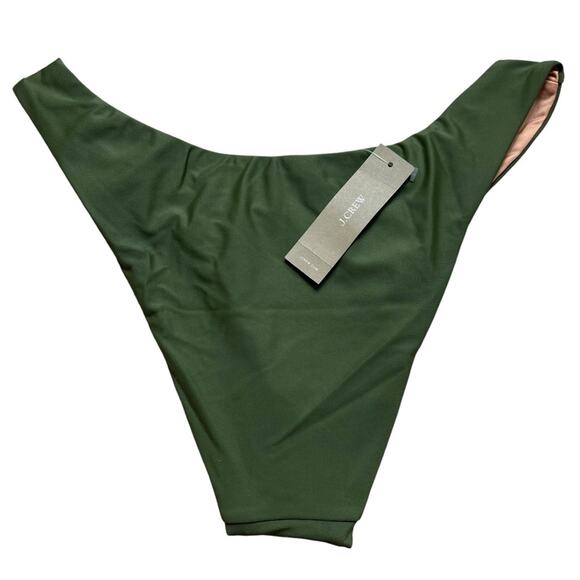 J.CREW Curved Waist Cheeky Bikini Bottom Cool Cyprus Green Stretch Size XS NEW - Picture 6 of 10